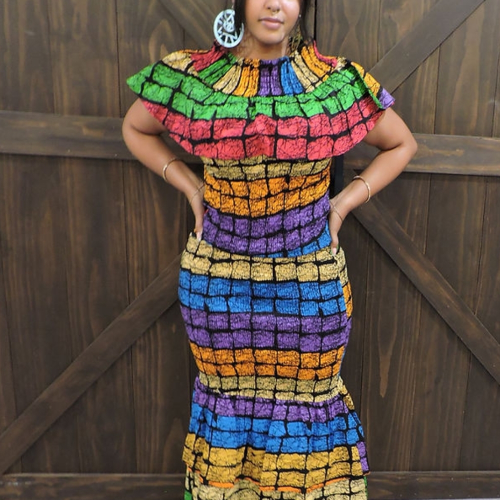 Color Me Bodied Skirt Set Colorful Ruffled Women's